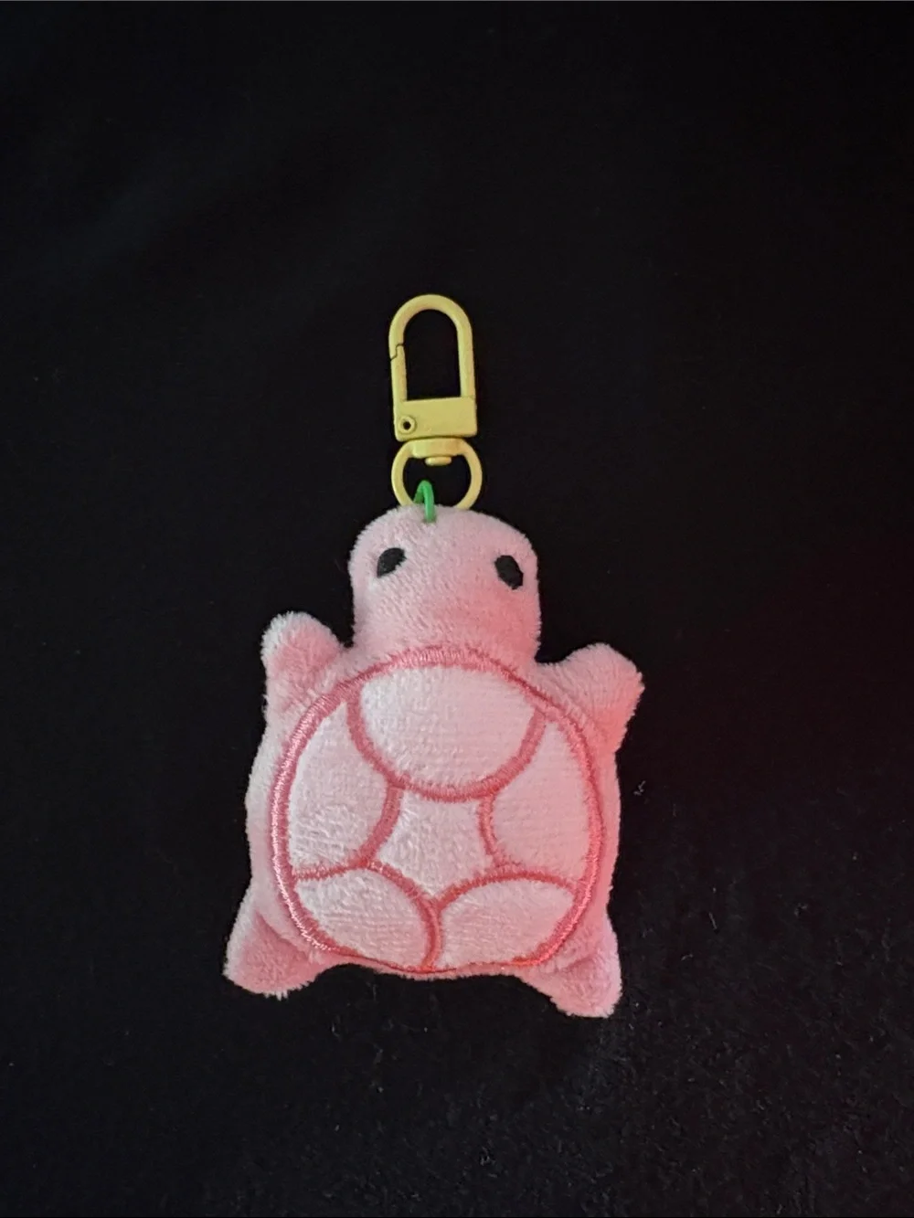 Plush Pink Turtle Keychain Bag Charm Zipper Pull with Yellow Clip